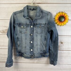 Zara‎ Distressed Denim Jacket Women's Medium